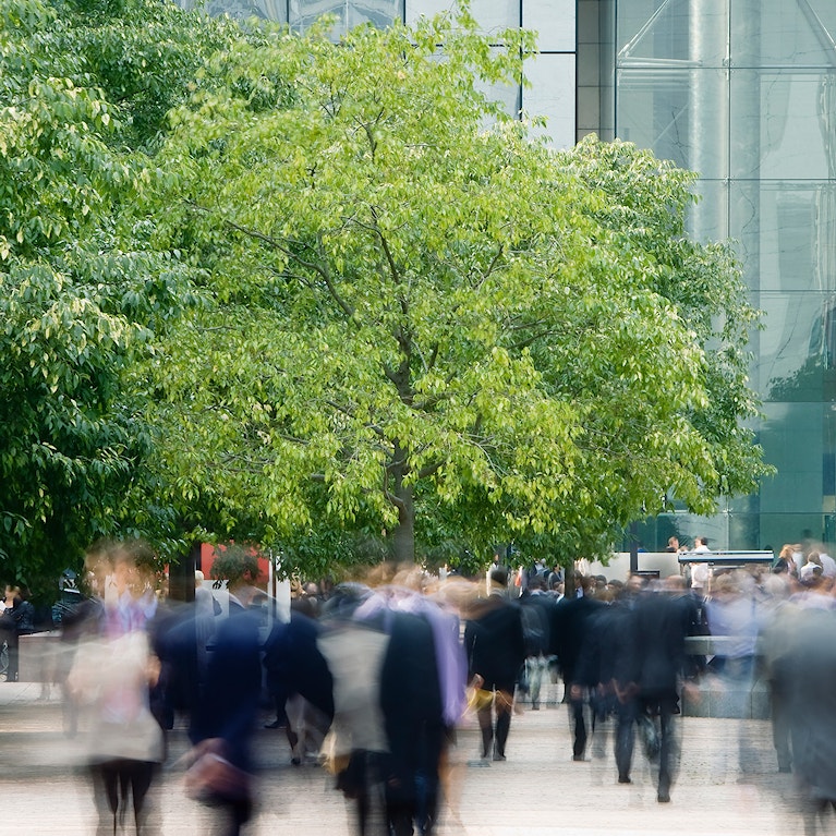 Commuters walking.