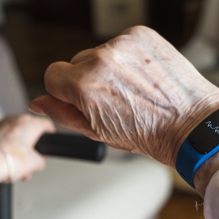 Elderly person with smart watch