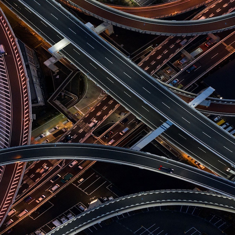 Aerial view of highway.