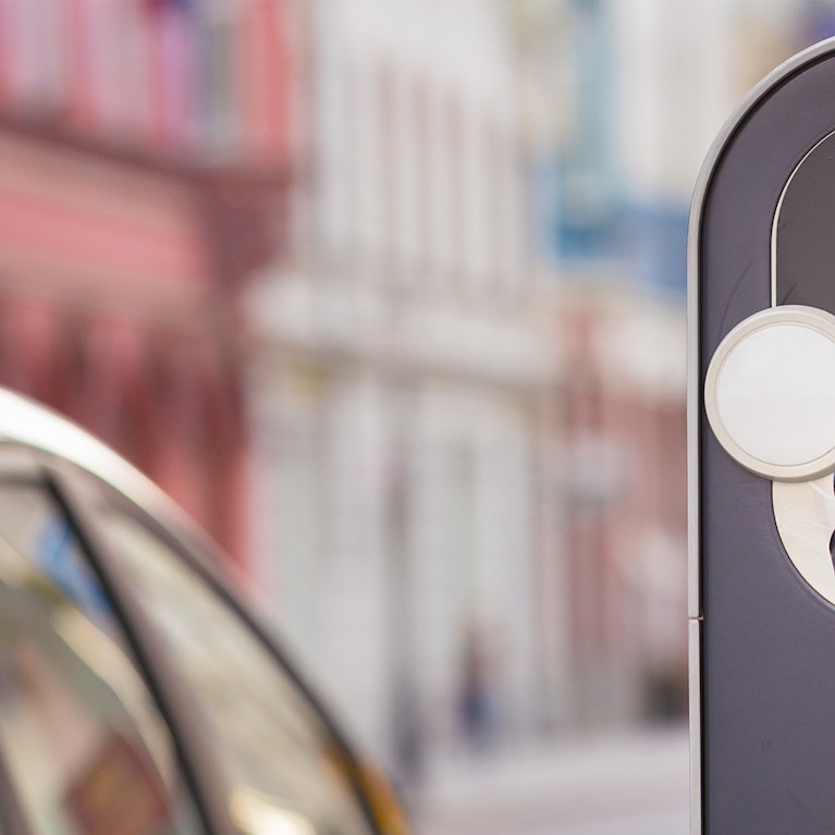 Car charging at an EV chargepoint.