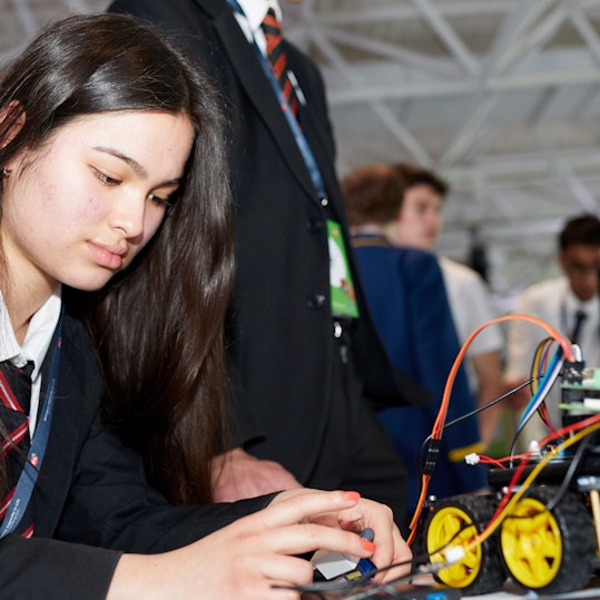 Students using Raspberry Pi devices