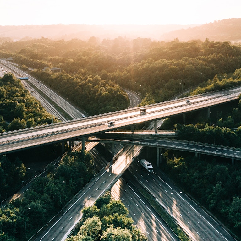 Sky view of several highways