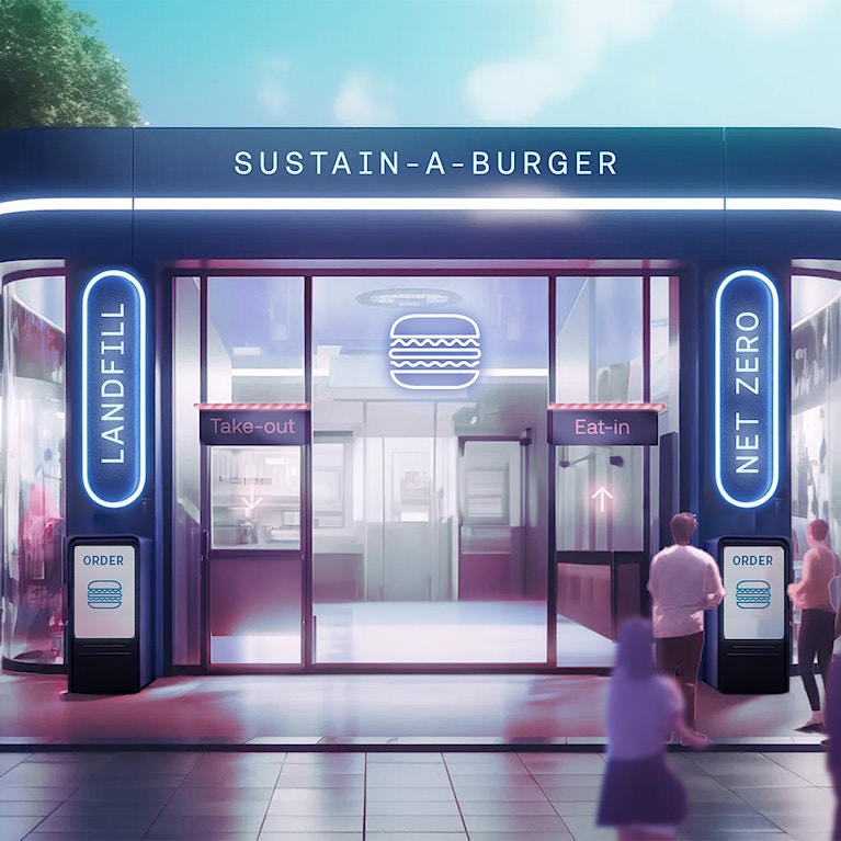 Sustain-a-burger quick service restaurant