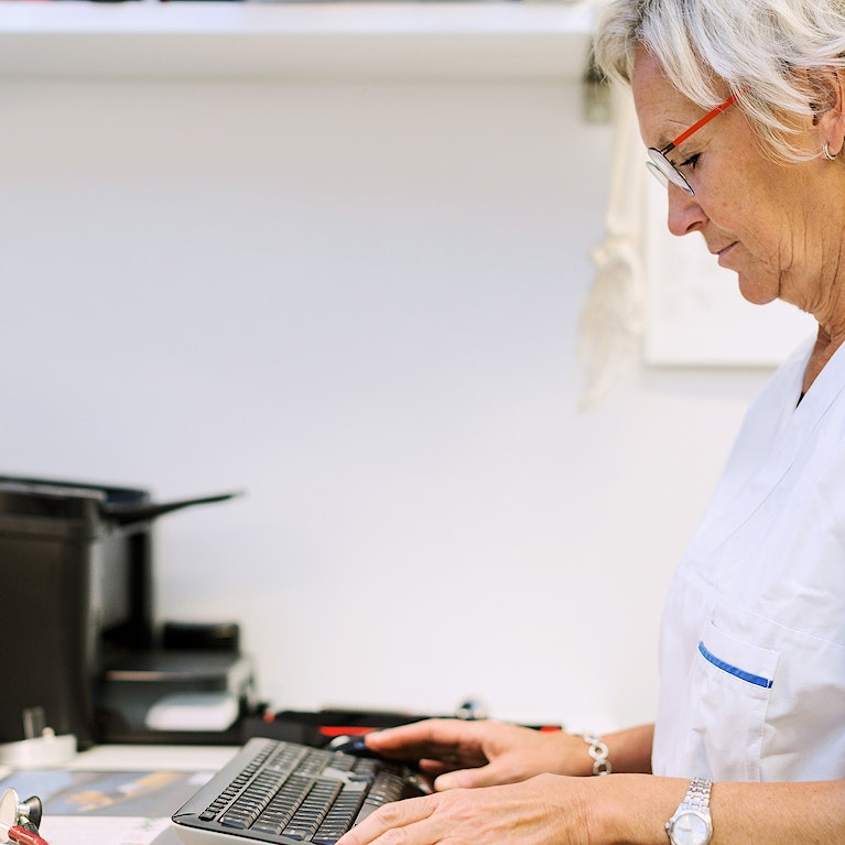 A person working and typing