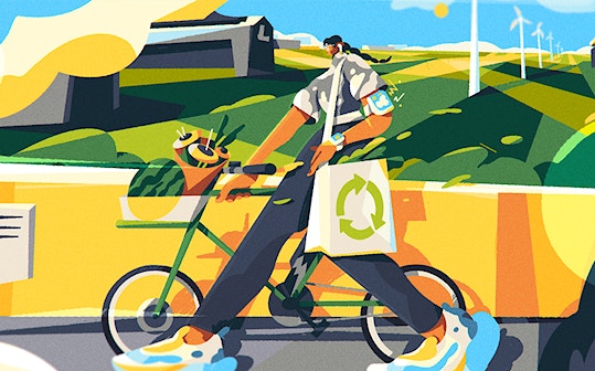 animated person walking with a bike